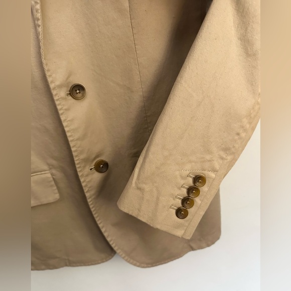 EVERLANE Blazer Mens 40 Single Breasted Linen Blend Sports Coat Beige Khaki EUC - Picture 10 of 15